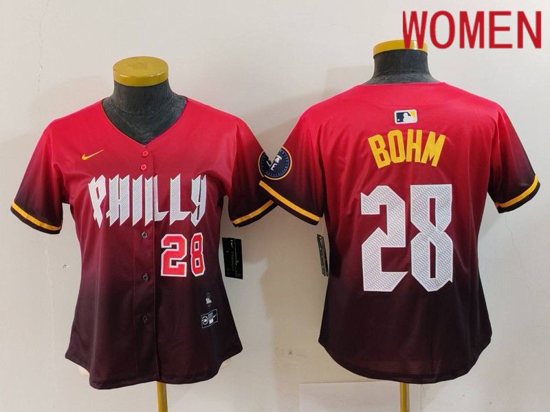 Women Philadelphia Phillies #28 Bohm Red City Edition 2024 Nike MLB Jersey style 2->women mlb jersey->Women Jersey